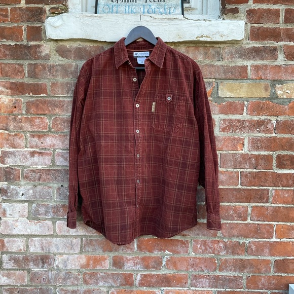 Columbia Plaid Corduroy Button-Up Work Shirt Size Large - Picture 1 of 5
